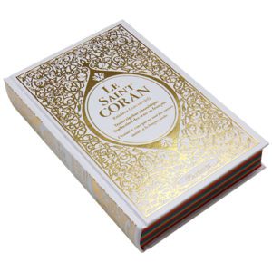 Le Saint Coran Rainbow (Arc-en-ciel) - Français/arabe avec transcription phonétique - Blanc doré - Edition de luxe (Couverture Blanche dorée)
