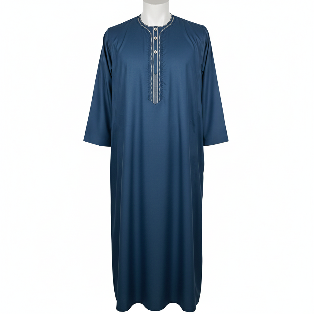 ensemble-qamis-brodé-enfants-zein-bleu-canard-01_baytik Ensemble Qamis Enfants Brodé - Zein